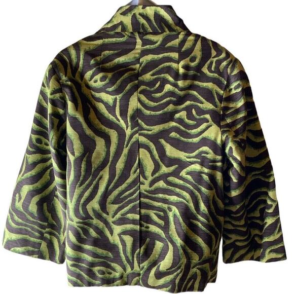 Silklano 100% Silk Blazer Womens Size XL Animal Print Asymmetric Front Jacket - Picture 4 of 8